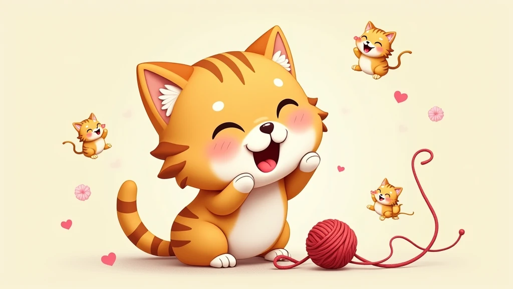 /imagine prompt:A digital illustration of a cute, cartoonish cat playing with a ball of yarn, with bright, vibrant colors, and a joyful expression. Background is light and playful with scattered emojis of Pepe the frog in various poses. Soft lighting with warm tones. Created using digital painting techniques, smooth brush strokes, high-resolution detail, emoji-inspired art style, cartoonish rendering, playful composition, animated vibes, character-focused, charming atmosphere, and subtle textures.