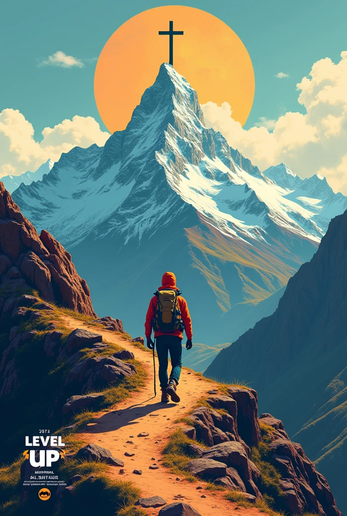 A poster named LEVEL - UP

With a person trekking towards the cross on top