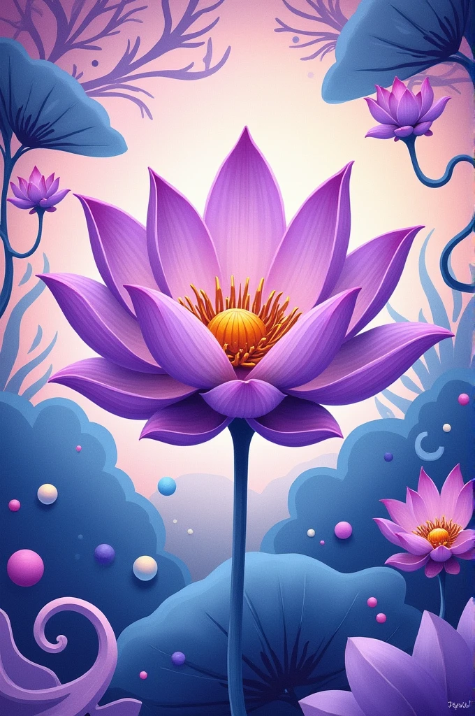 Purple lotus flower custom design for kids using fubric
