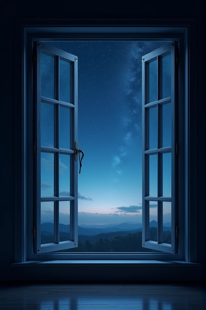 Open window with twinkling stars