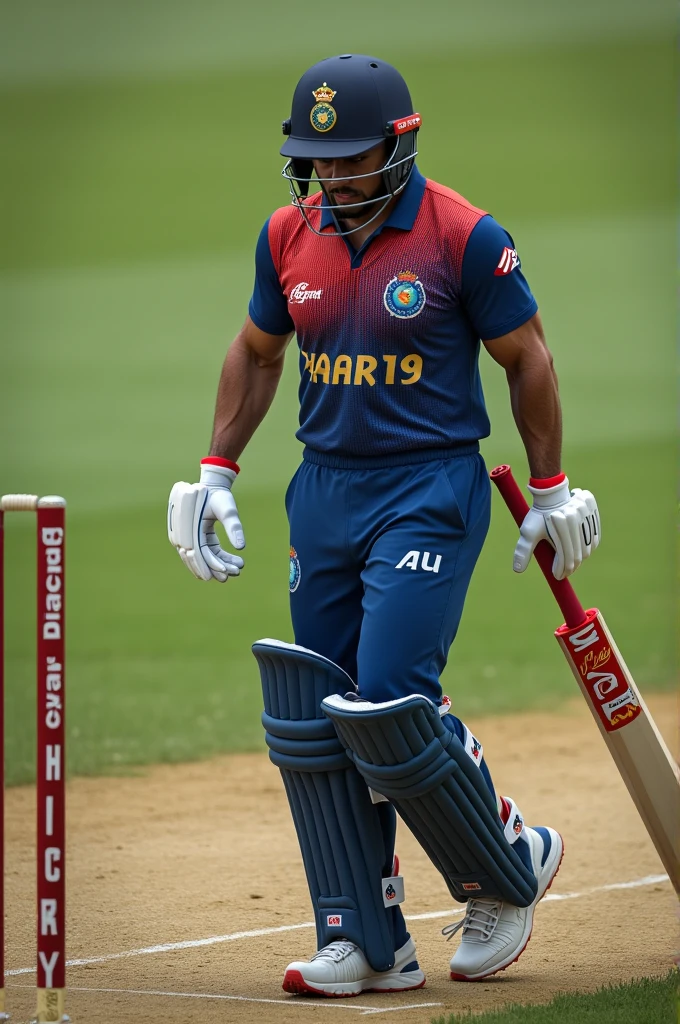 Give me a cricketer with the jersey number 19 and name haran written on the jersey