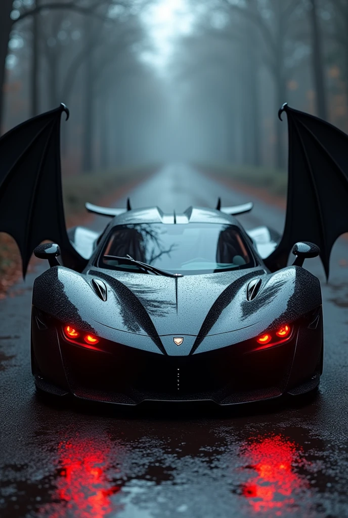 if a blood hungry vampire was a car, incorporate female vampire head, bat wings