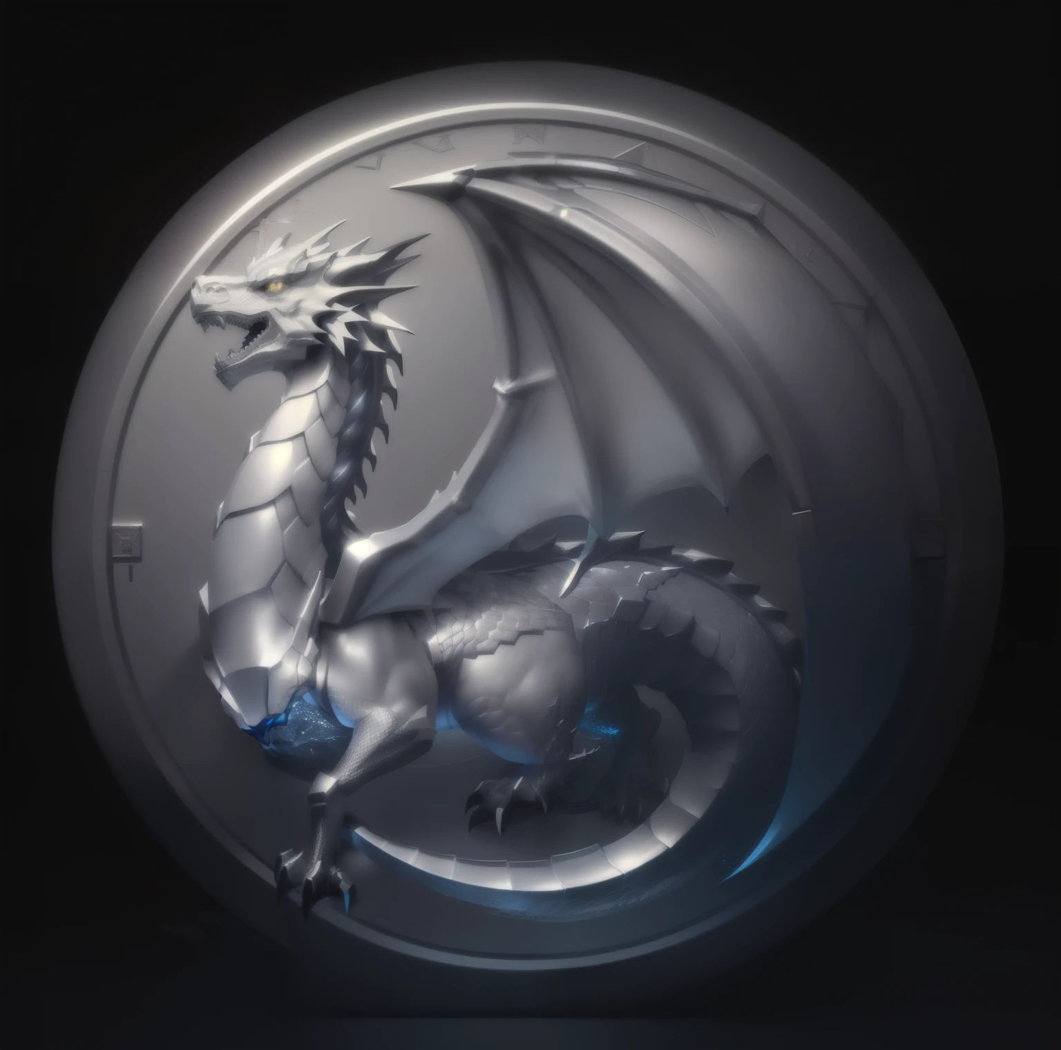 currency,Realistic icons,3d,Game Icon, silver, dragon, coin, silver币,Reflective,Metallic luster,metallic feel,shadow,