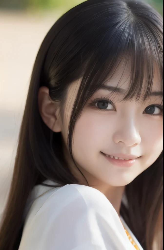 best quality, face focus, soft light, ultra high res, (photorealistic:1.4), RAW photo,(Shinozaki Ai), white skin, kawaii, 1 Japanese girl, solo, cute, (smile), (pupil, lights in the eyes),  detailed beautiful face, Medium-sized breasts,(high resolution detail of human skin texture),(long hair),(portrait), upper body, white traditional kimono