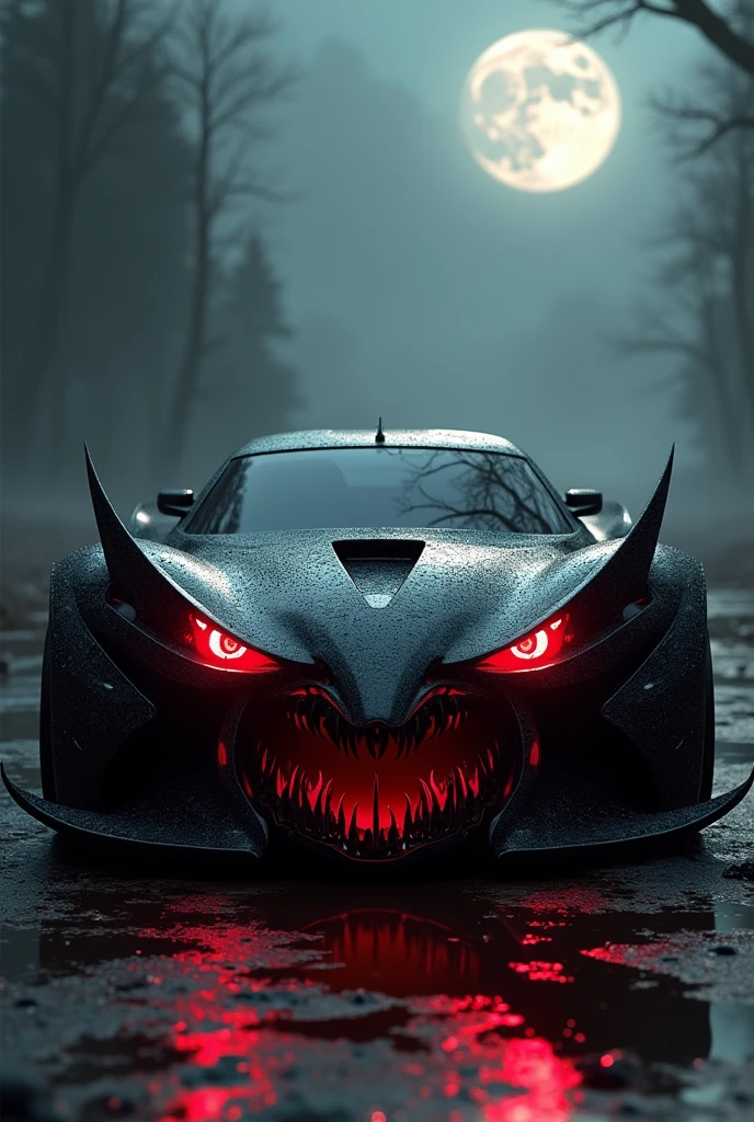if a blood hungry vampire was a car, incorporate female vampire head, vampire fangs