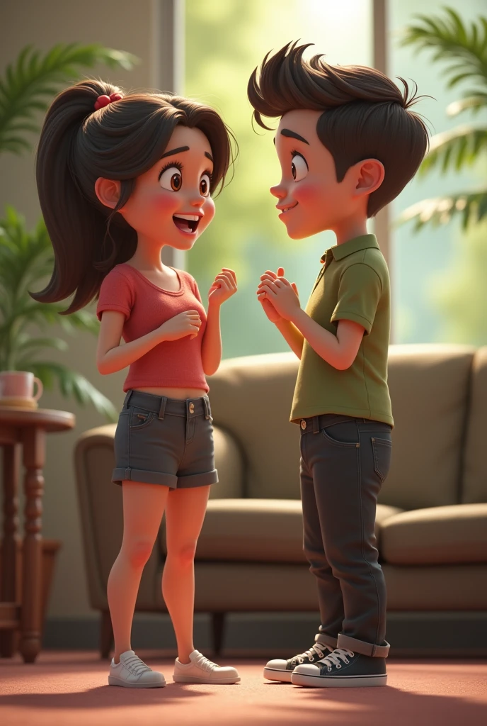 I want a picture where one person is making joke of another person that person is laughing while the other person is feeling uncomfortable