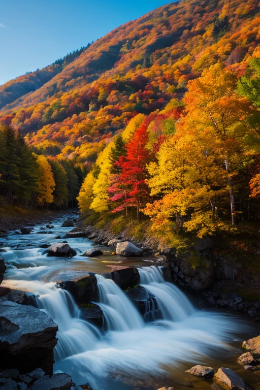Mountain、autumn leaves、night