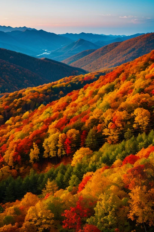 Mountain、autumn leaves、night