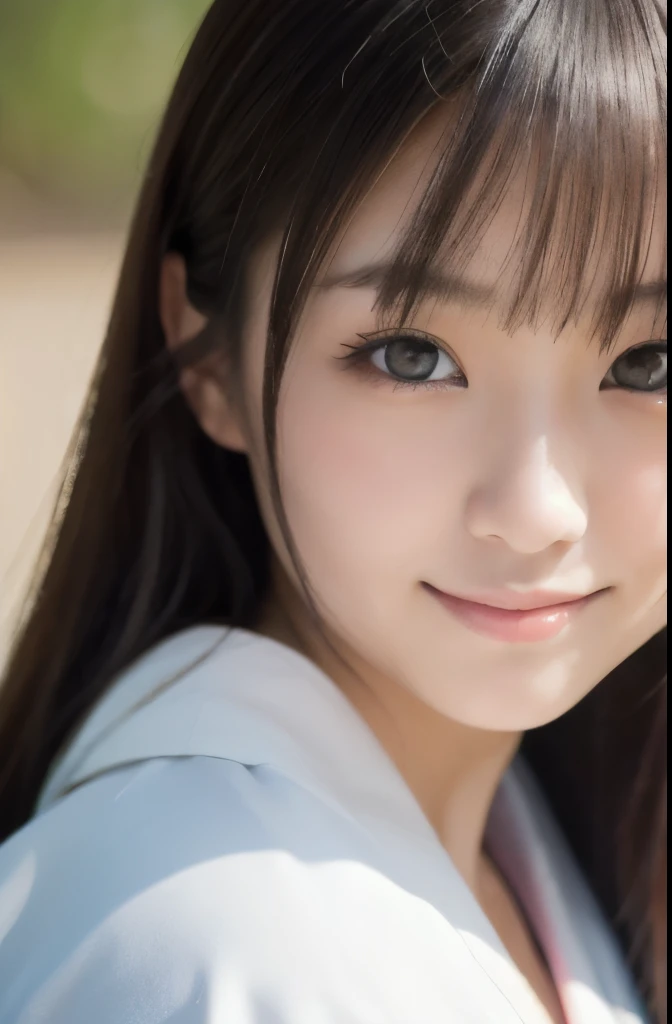 best quality, face focus, soft light, ultra high res, (photorealistic:1.4), RAW photo,(Shinozaki Ai), white skin, kawaii, 1 Japanese girl, solo, cute, (smile), (pupil, lights in the eyes), detailed beautiful face, Medium-sized breasts,(high resolution detail of human skin texture),(long hair),(portrait), upper body, white traditional kimono
