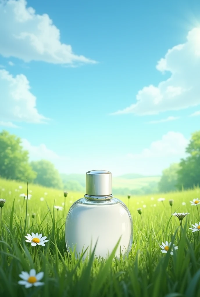 cosmetic, sky and meadow background