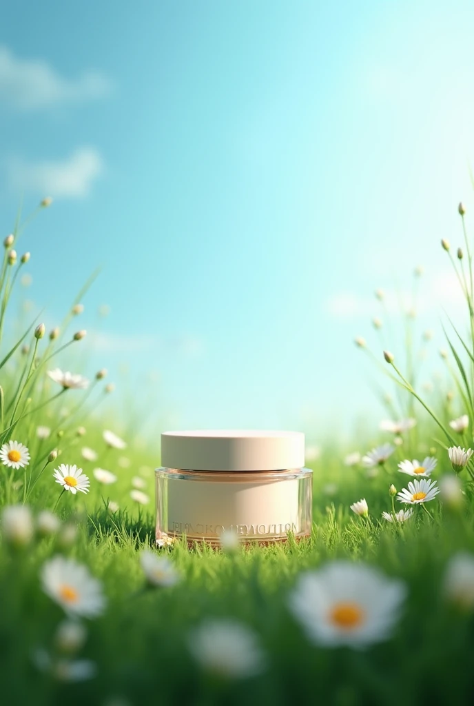 cosmetic, sky and meadow background