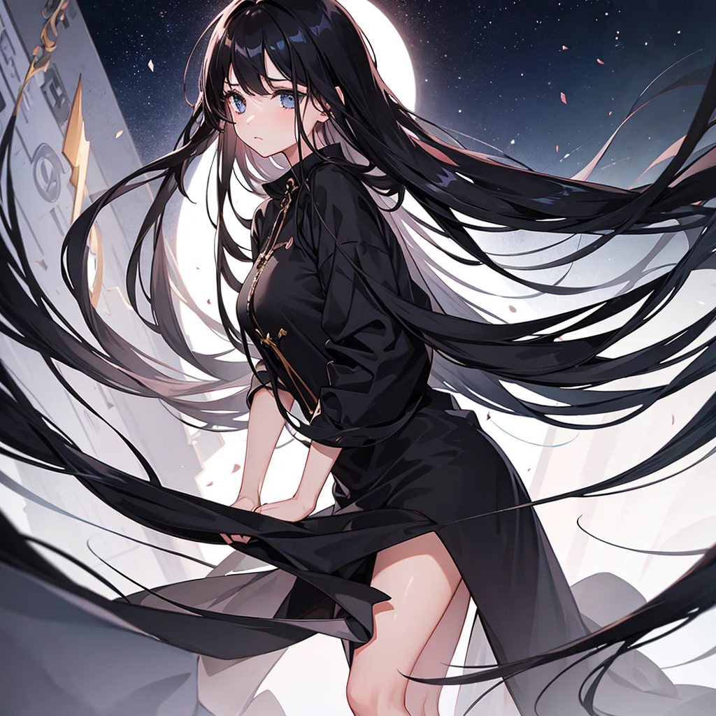 1girl, female , masterpiece, beautiful digital art, professional art, avatar, picture, head and shoulders only, long black hair, yellow pupil, beautifully detailed eyes, white skin, loose white sweater, flat expression, close up, modern casual style clothes, Fringe, himecut hair