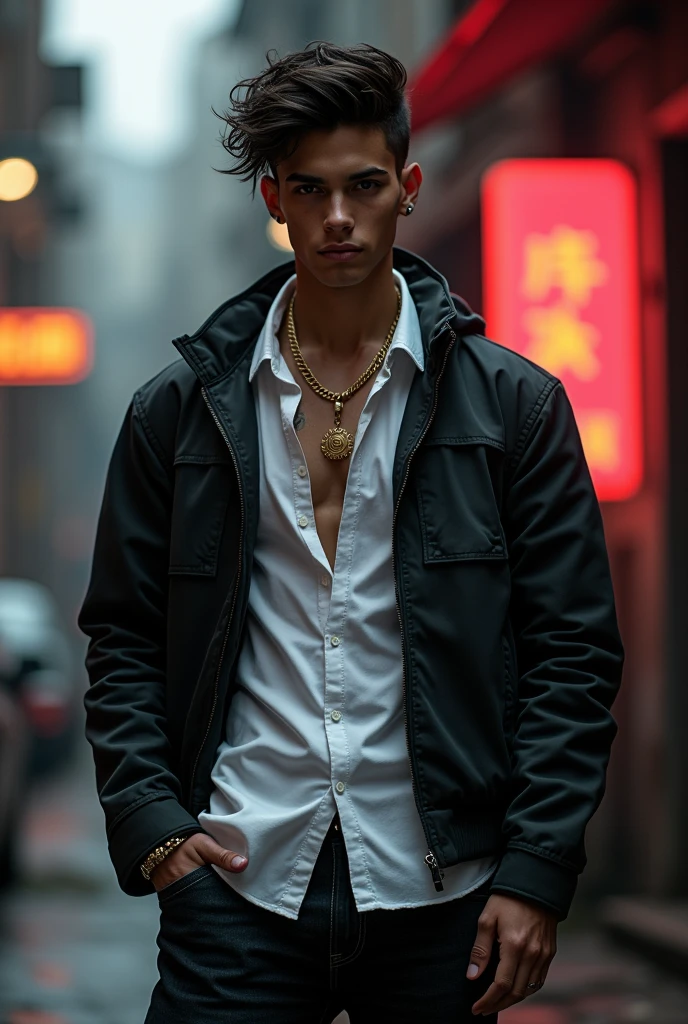 boy gangster funky abs white shirt image generator