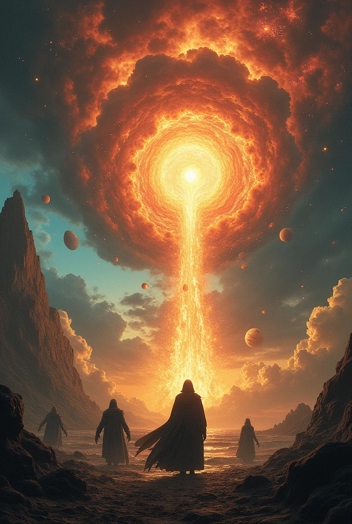 an explosion in the universe. the end of the world. dark fantasy style.
