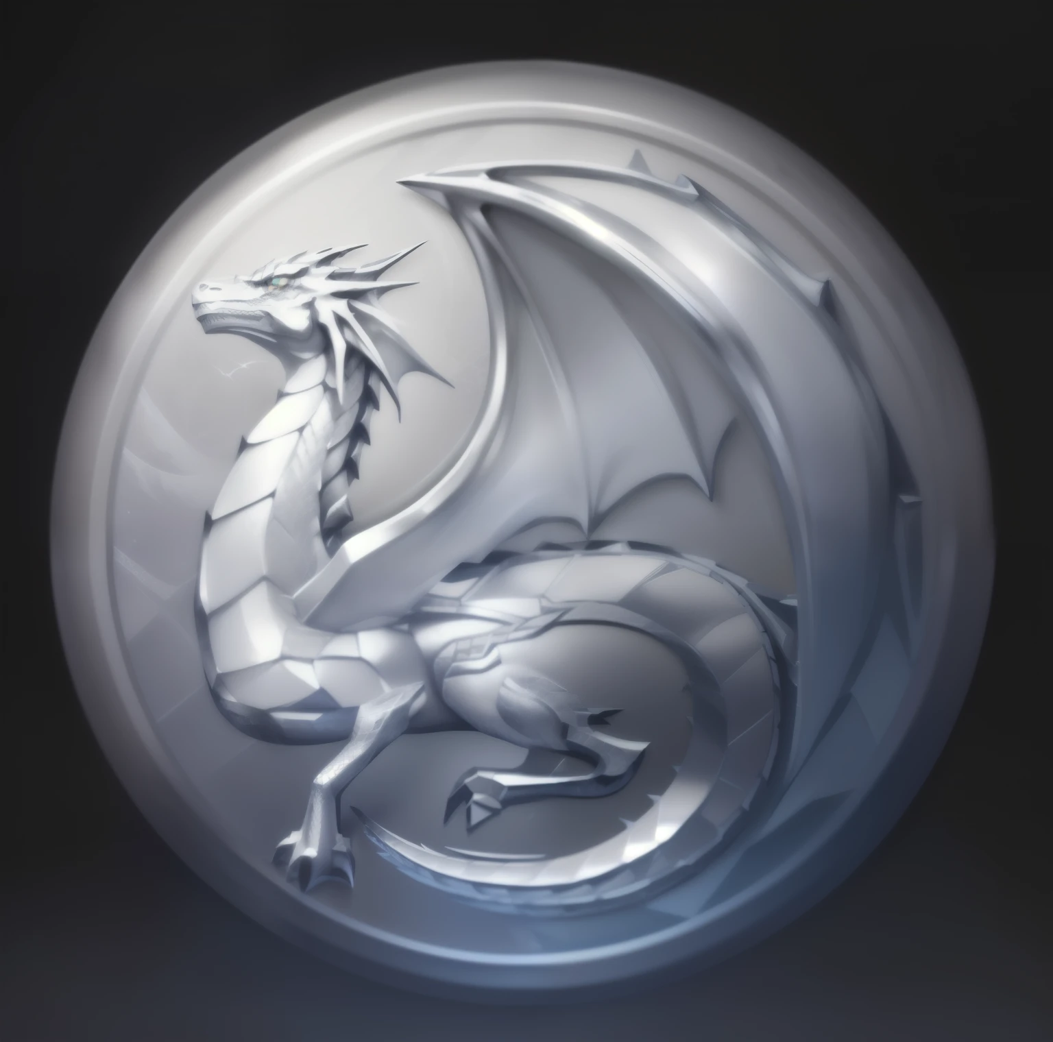 currency,Realistic icons,3d,Game Icon, silver, dragon, coin, silver币,Reflective,Metallic luster,metallic feel,shadow,
