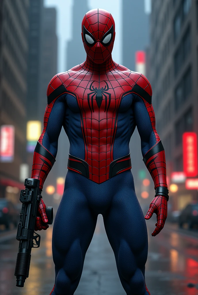 Spider man with a gun
