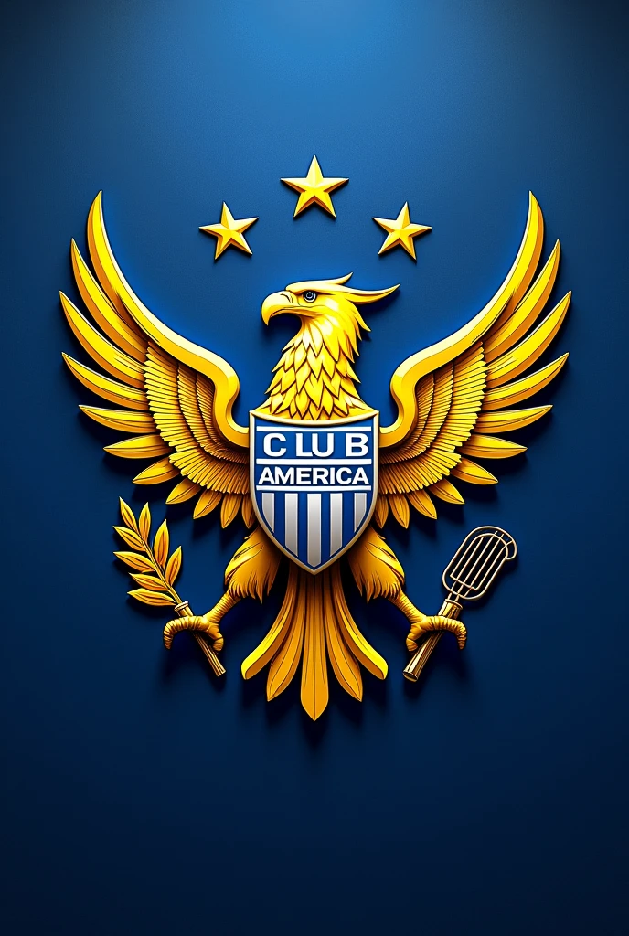 The most beautiful club América FC logo on a blue and yellow background