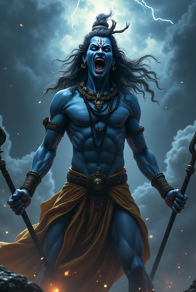 Made a realistic image of God Shiva and he is very angry at this moment
