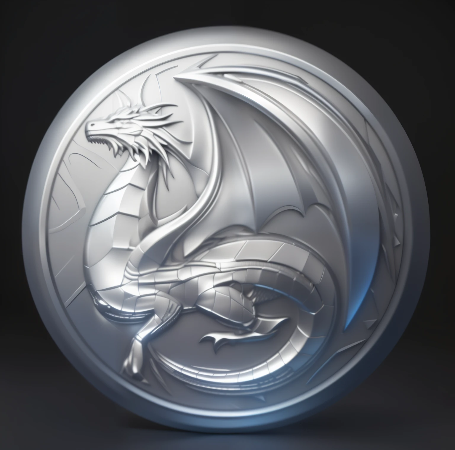 currency,Realistic icons,3d,Game Icon, silver, dragon, coin, silver币,Reflective,Metallic luster,metallic feel,shadow,