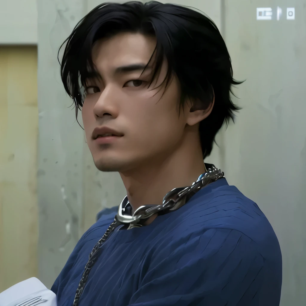 arafed asian man with a chain around his neck, kousuke oono, gojo satoru, yuya nagai, still from a live action movie, fukaya yuichiro, sui ishida with black hair, handsome chad chin, hsiao-ron, daisuke tsutsumi, kentaro, yosuke ueno, yasumoto oka