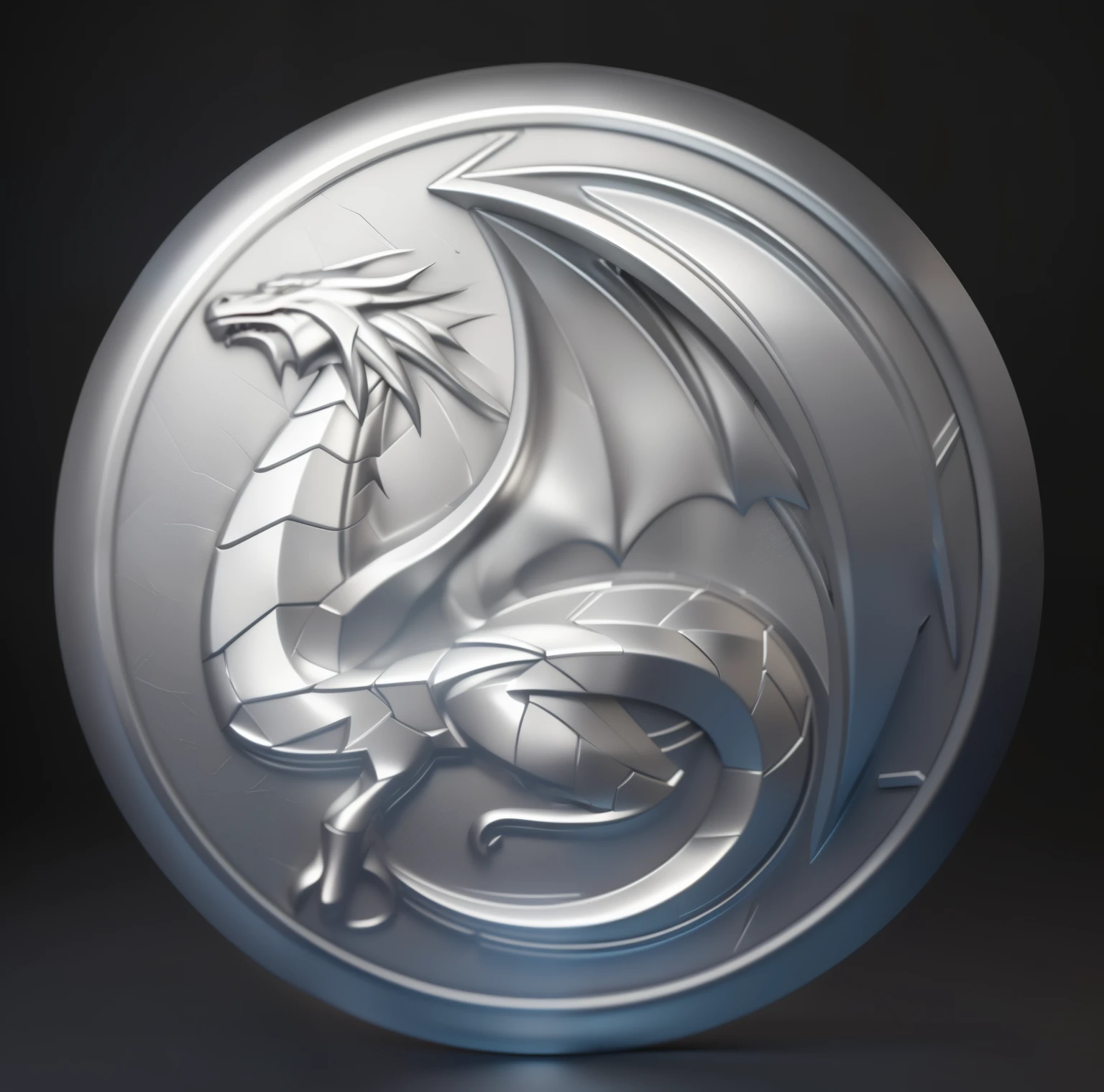 (Metal Material:1),muscle,currency,Realistic icons,3d,Game Icon, silver, dragon, coin, silver币,Reflective,Metallic luster,metallic feel,shadow,