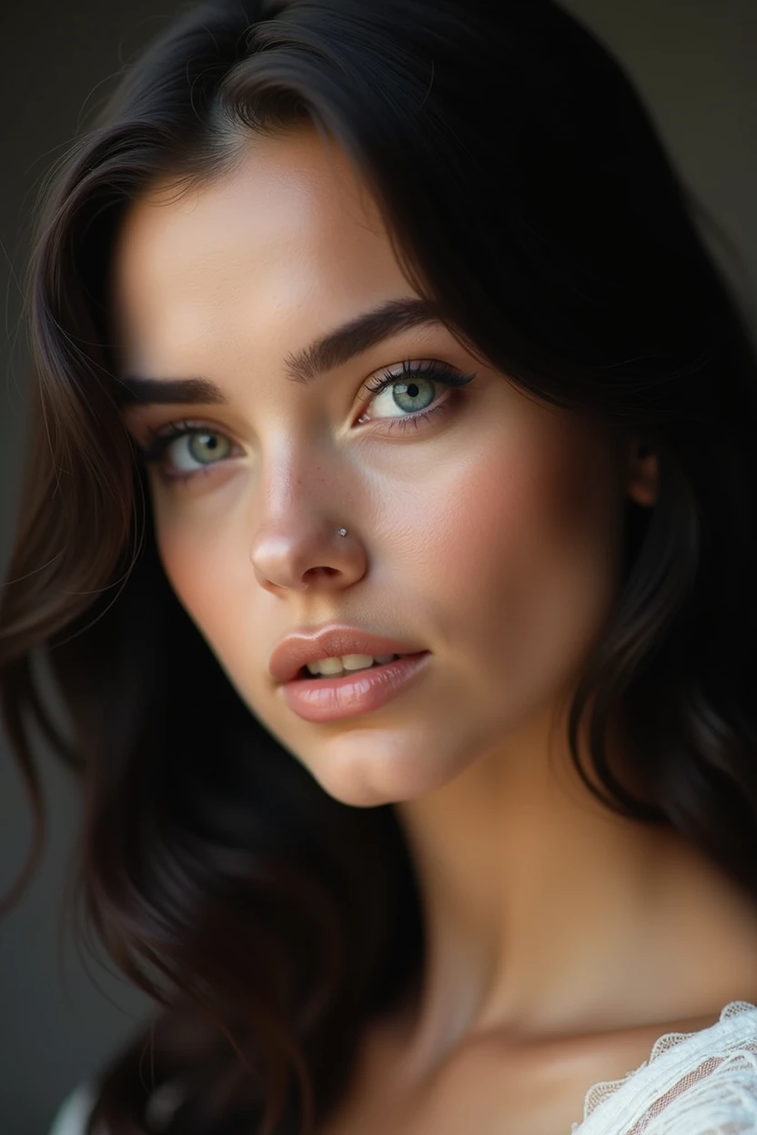 Belle femme de , cheveux noirs, yeux noirs, taille normale, corps magnifique et Vu de face du visage