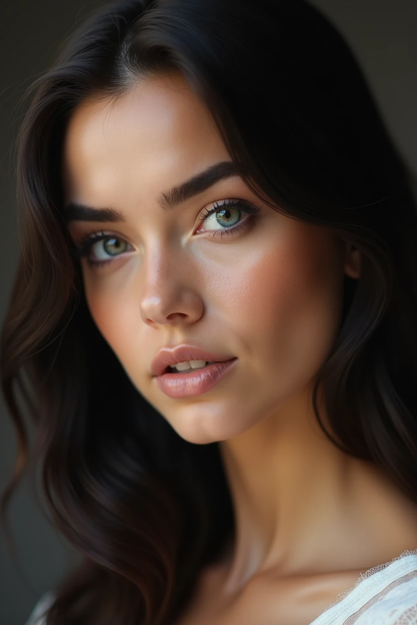 Belle femme de , cheveux noirs, yeux noirs, taille normale, corps magnifique et Vu de face du visage