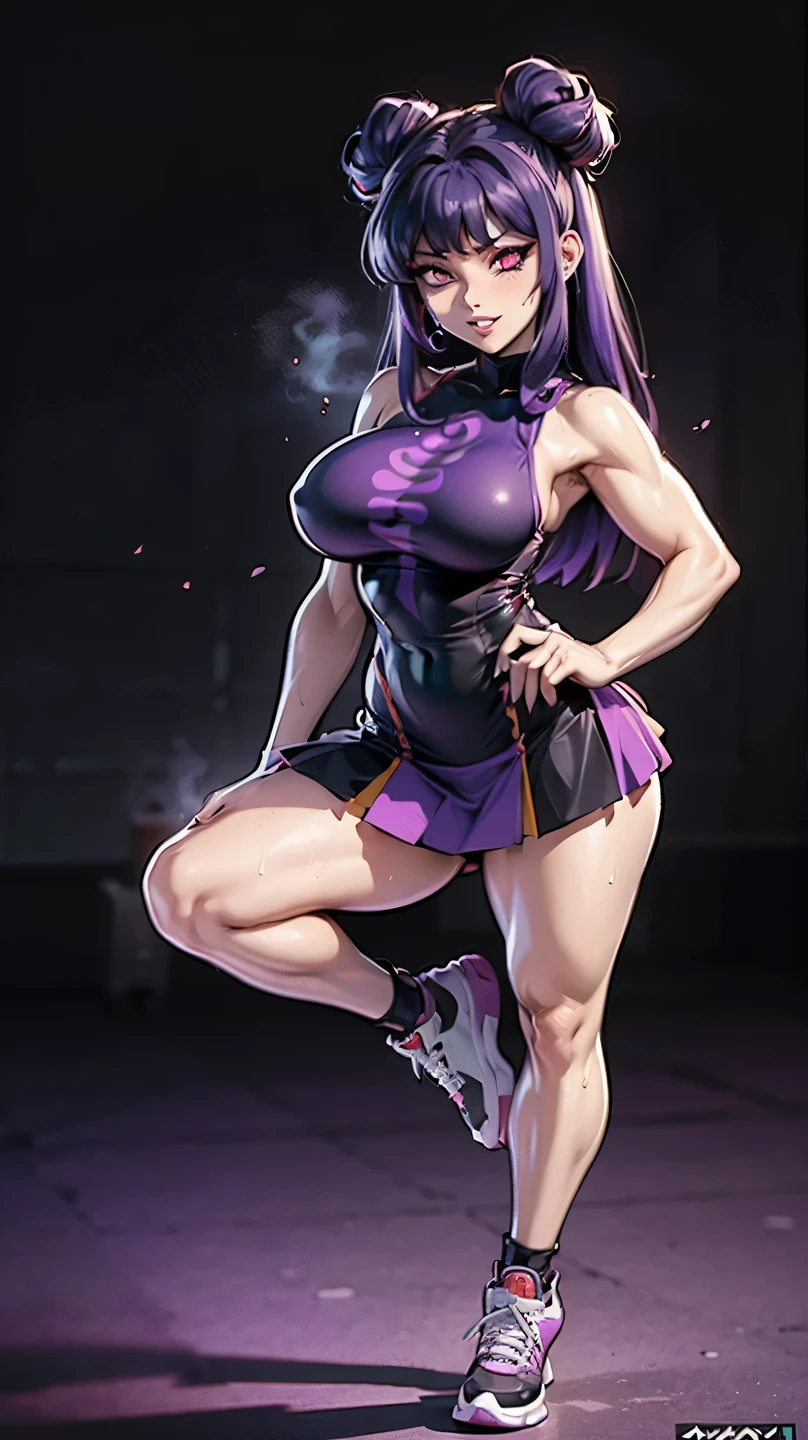 shampoo ranma 1/2, Fitness, muscular, shredded abs, beautiful woman, teasing,, super sexy, large evil smile, gesugao, red glowing eyes, purple hair, malicious, vicious, grim, blushing, , grim, plain simple, Exaggerated evil facial expressions, sadism, malice, glowing eyes, scanline filter, glitch effect, sharp eyes, dark shadows, orgasm, super sexy, maniac, sadistic, agressive, purple hair, thin waist, thick thighs, thick calves, thick legs, long legs, teasing, sexy, perfect body, tonned body, fitness, shredded abs, gorgeous, beautiful, sweating, sweaty, sweat, high heels, sneakers, full body shot, domination, femdom, bdsm, stepping over, standing on both feet, mini collegial skirt, underboobs, revealing clothing, thick lips, full lips, maniac, insane, insanity, dynamic posing, playboy photoshoot