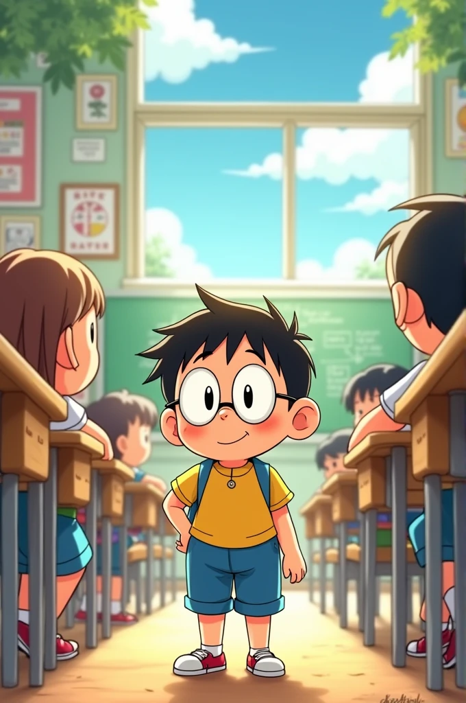 Nobita in a school
