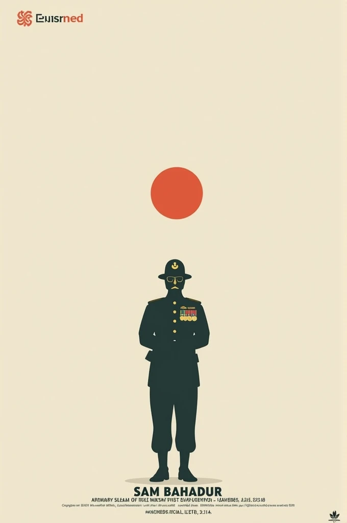 Make a minimalist poster for me on sam bahadur movie without using any actor photos?