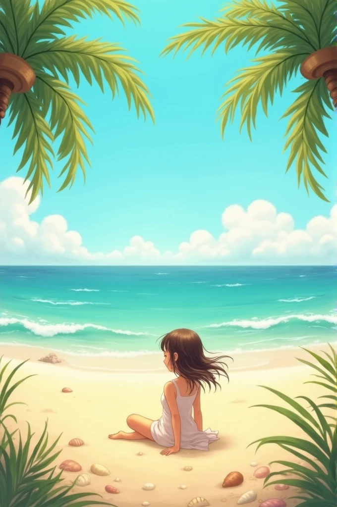 Create a girl on the beach 