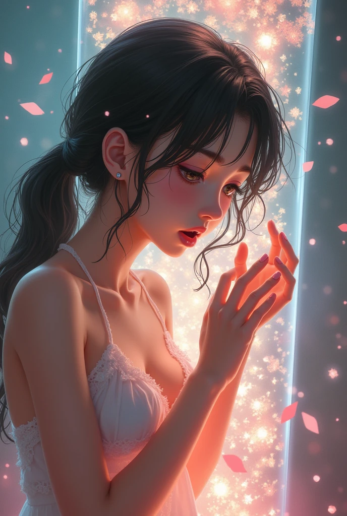 {{{{{3,318 trillion pixels high resolution, nsfw, Realistic scenery and lovely Japanese girl who is sitting and moaning madly as her nudity freshly learned masturbation that traces the sexual zone repeatedly with her fingers in a romantic Cylindrical crystal herbarium, thicken the lips look pretty, Boobs are fluffy and bouncy, Tits that get rounder bigger her deep tight cleavage}}}}}, {{{{{detail of The panting face and voice of a neat and cheerful girl loved by everyone, Her nipples and romantic deep panting depicted in detail, A detailed her repeatedly drastic Orgasms that make the uterus tremble}}}}},{{{{{The hormones in the herbarium cause the innocent girl to flush her face remains a girl only her body changes rapidly tits swelled up to form two beautiful mounds revealing a tight cleavage, A neat girl who sitting and opens her crotch traces her crotch with her fingertips and with a moan experiences her first climax and innocent freshly learned masturbation that traces the sexual zone, It's too cute and innocent to see her go into her own world nipples out mouth open panting and freshly learned masturbation as she climaxes over and over again, magical in a romantic Cylindrical crystal herbarium filled with female hormones, All the sexiness that's amplified inside her makes her gasp, She looks like a junior high school student but in herbarium solution she is more than an adult, her beautiful slender underbust, slender curvy cute waistline, an lewd fetish for lips and necks and waistlines, her clearer nip line from underbust to hips, gloomy straight long wig, thick vivid lips}}}}},{{Extremely detailed}},{{{{{heroine girl's Sexually unused body with pure and innocent aura}}}}}