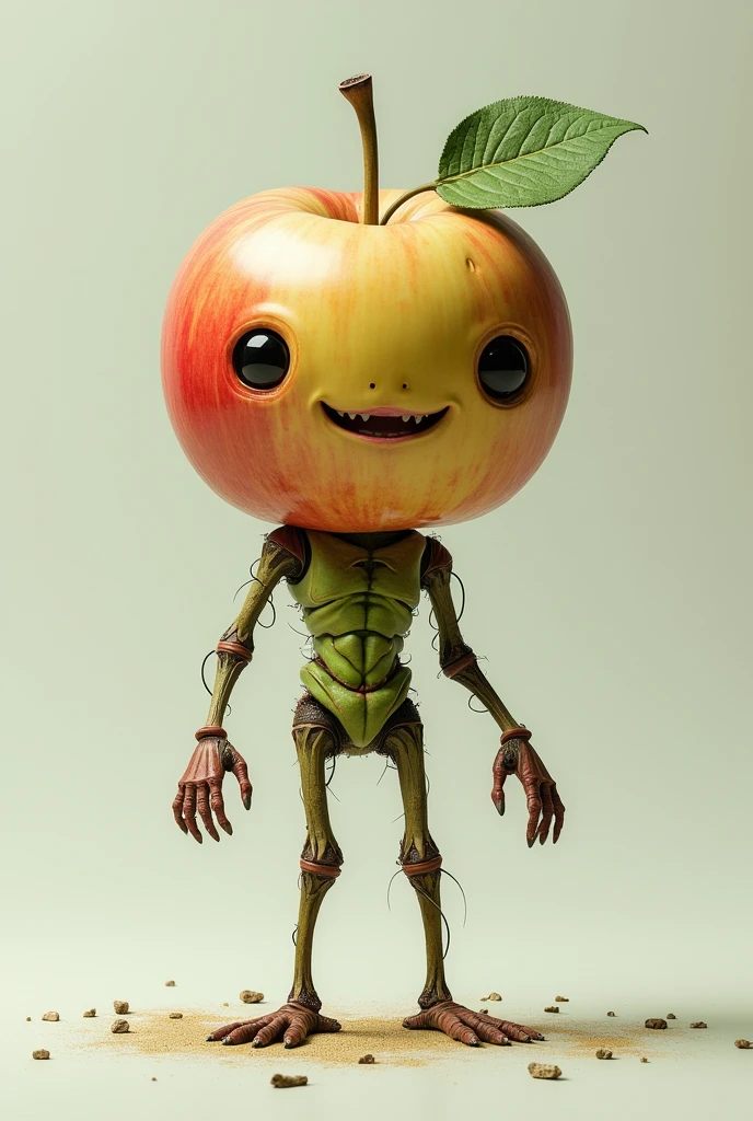 Apple like a human shape leg hand eyes