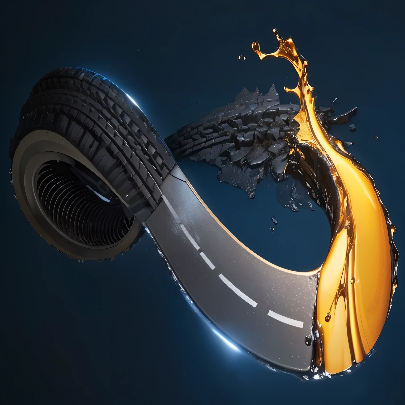 a close up of a car fetal with a splash of liquid on it, Asphalt Road, fetal, asphalt and metal, slick fetals, made of tar, Width, eraser hose animation, Wet Asphalt, eraser, iron and asphalt, accurate path, silicon and carbon, carbon fibers, eraser hose, carbon fiber, very asphalt, Sophisticated design, 轮fetal印记, Background Image