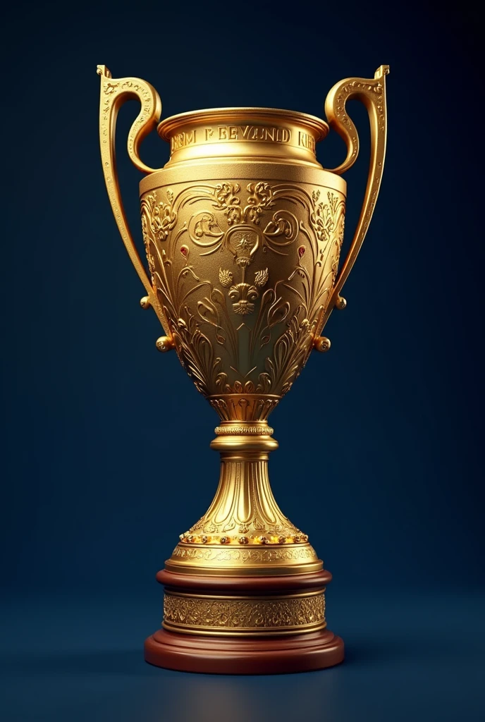£ football logo golden color trophy with Champions Trophy style Dark blue background