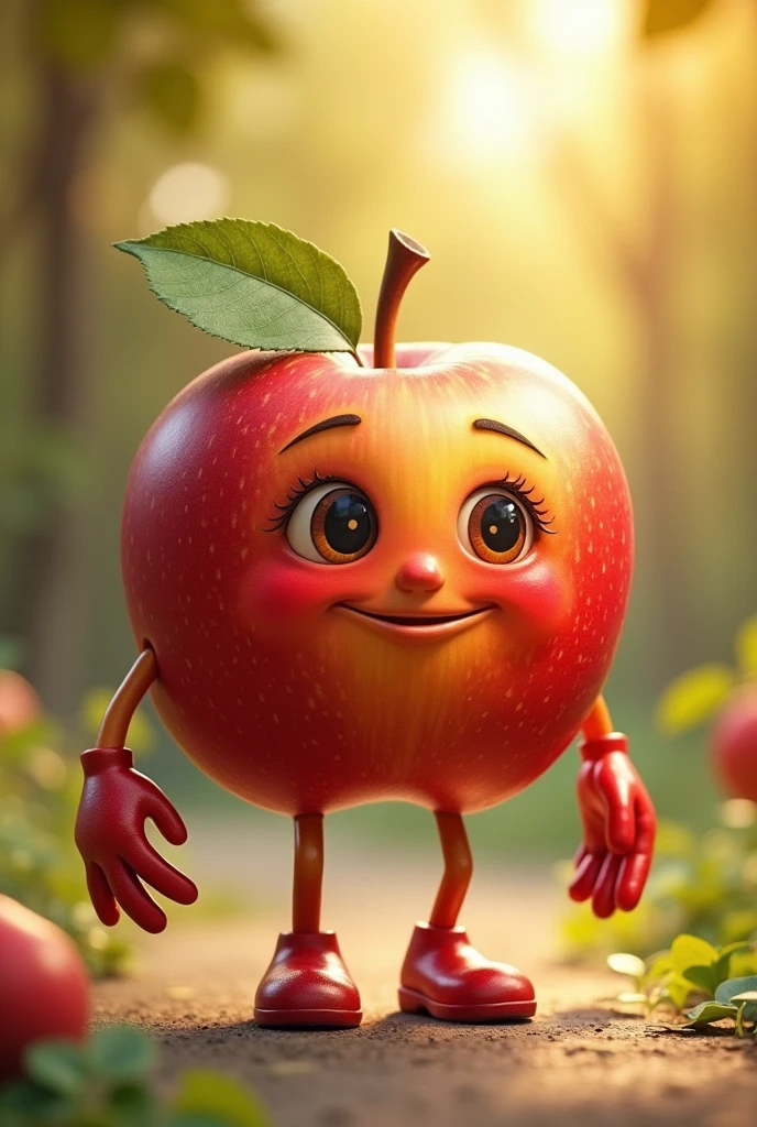 Apple like a human shape leg hand eyes for kids poem