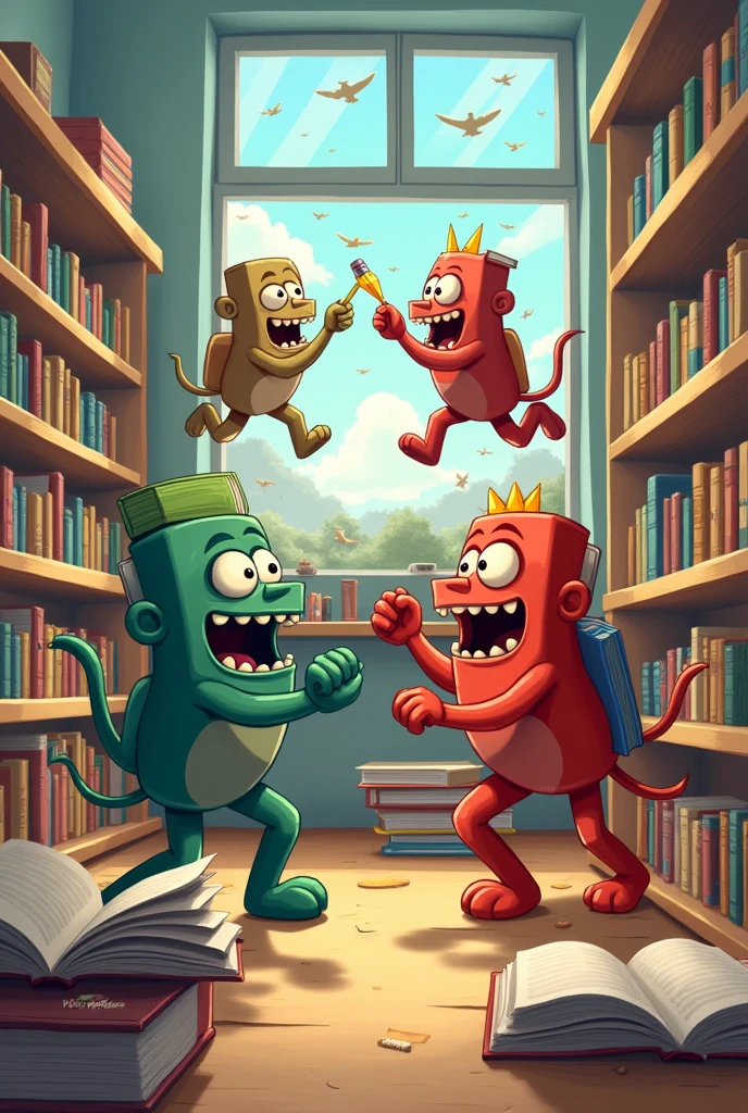 Books are fighting in school 
