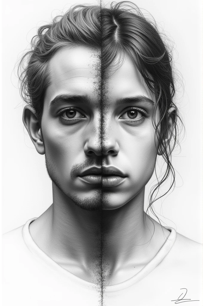 Two faces in one image , sketch double view image of man and girl