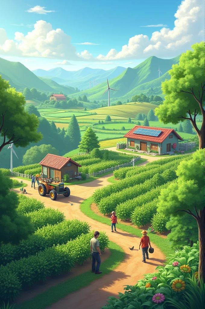 Suggest any best image that has the meaning of green technology village in farming 