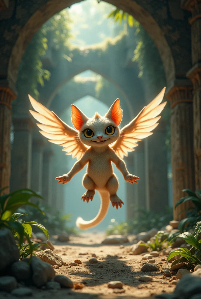 Highest quality,Very detailed,High resolution,masterpiece:1.2,Realistic,Physically Based Rendering,Sharp focus,Professional,(High resolution,超High resolution),(Vibrant colors),(Bokeh)
Winged Air Elemental,Mischievous(face:1.1,Performance:1.1,Grin:1.1,trickster:1.1),(eye:1.1,nose:1.1,lips:1.1),extremely detailed face,extradetailed eye,faceの詳細,Abandoned temple corridor,Flying through the hallways(fine movements:1.1)
(space:1.1,Light:1.1),Mysterious atmosphere,Inside the abandoned temple(Collapsing Wall,Dusty ground,Lush vegetation),beam of sunLight(Flickering Dust Mote),Spooky Shadow,(Calm colors),(warm Light)
Airy Wings,Mysterious presence,(Translucent wings:1.1),dancing Light,whimsical fLight,Graceful Movement,Playful aura
(Pause:1.1),(Fantasy Creatures),(Magical Beings),Wings spread wide,The air swirls,Mythical creatures,Captivating Environment,The charm of another world
(Material:1.1),(figure),Detailed pencil sketch,Painterly style,(oil),Fine art,Whimsical art,Mythical artwork,ethereal figure,Concept Art,Illustrated fantasy,figure-like rendering,Exquisite painting,Impressionist artwork,Realistic artwork,Artistically stunning
(Scenic:1.1),(Fantasy Setting),(Temple ruins),(ruins),(A mysterious place),(Temple of Magic),(Forgotten Sanctuary),(Hidden Chamber)
(Subtle details),(Fine Lines),(Complex Pattern),(Subtle texture),Captivating artwork,Attention to detail
