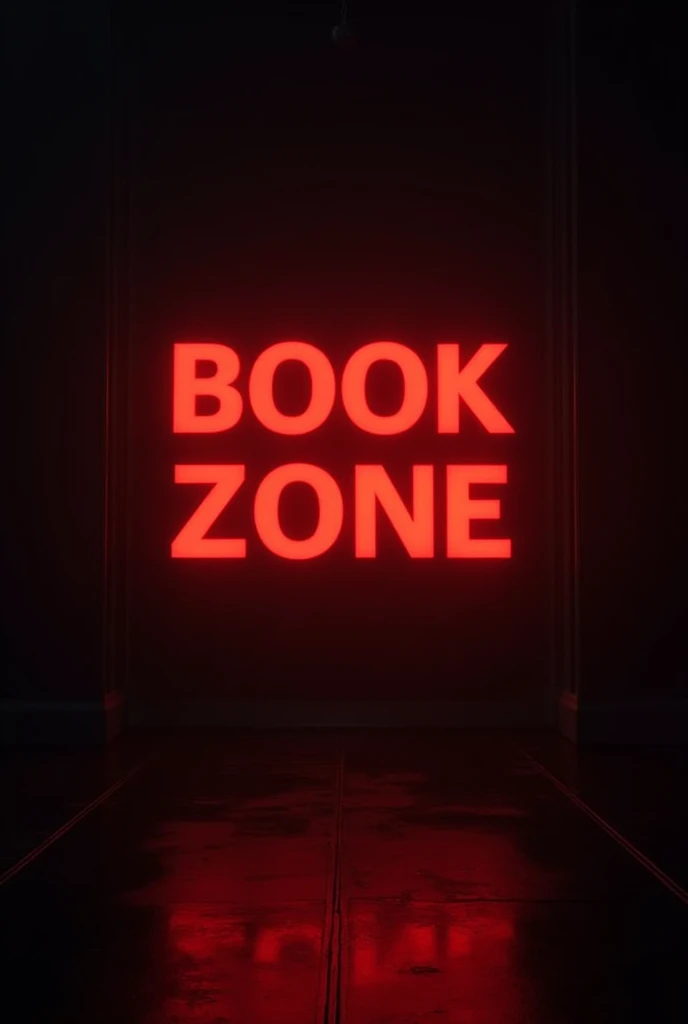 make the title "BOOK ZONE" in a black cinema background with the words "BOOK ZONE" bright red