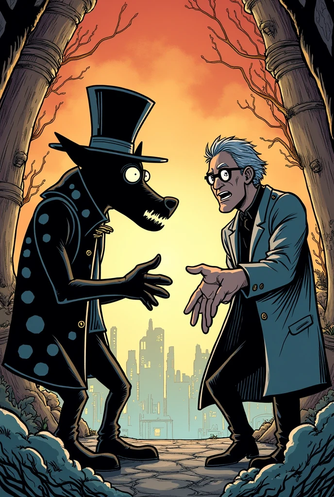 Bill Cipher Talking to Ford Pines on the manga page