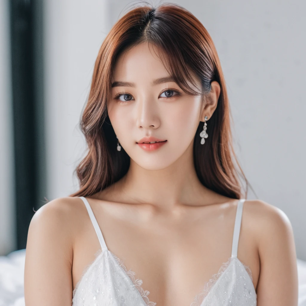 photo of a 20-year-old women, (eunji:0.5) (blackpink:0.5), looking at the camera, wear white slip; dslr, ultra quality, sharp focus, tack sharp, dof, film grain, Fujifilm XT3, crystal clear, 8K UHD, highly detailed glossy eyes, high detailed skin, skin pores