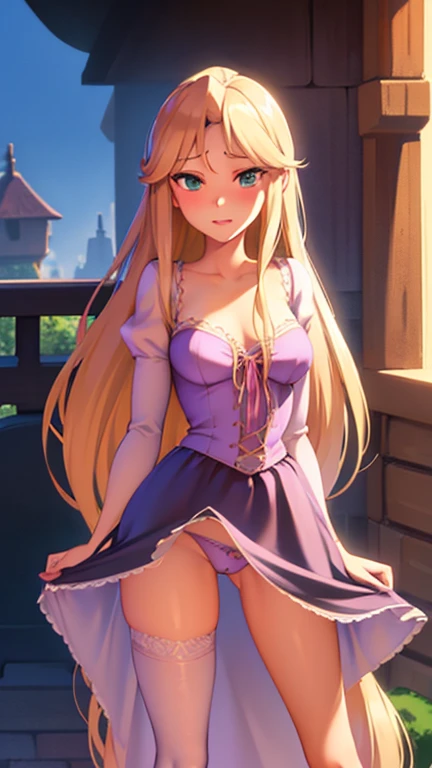 Rapundzel, sexy, stockings, can see panties, legs open