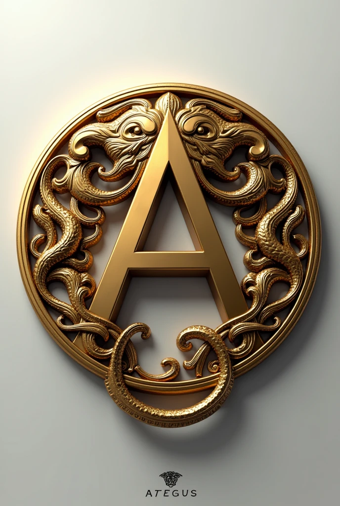 Clean Modern Logo For a company called "AEGIS Records". Play with the combination of "A" and "E", and include slightly Medusa/Versace+golden features