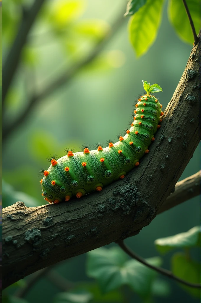Beautiful caterpillar looking devoured by killer wasps