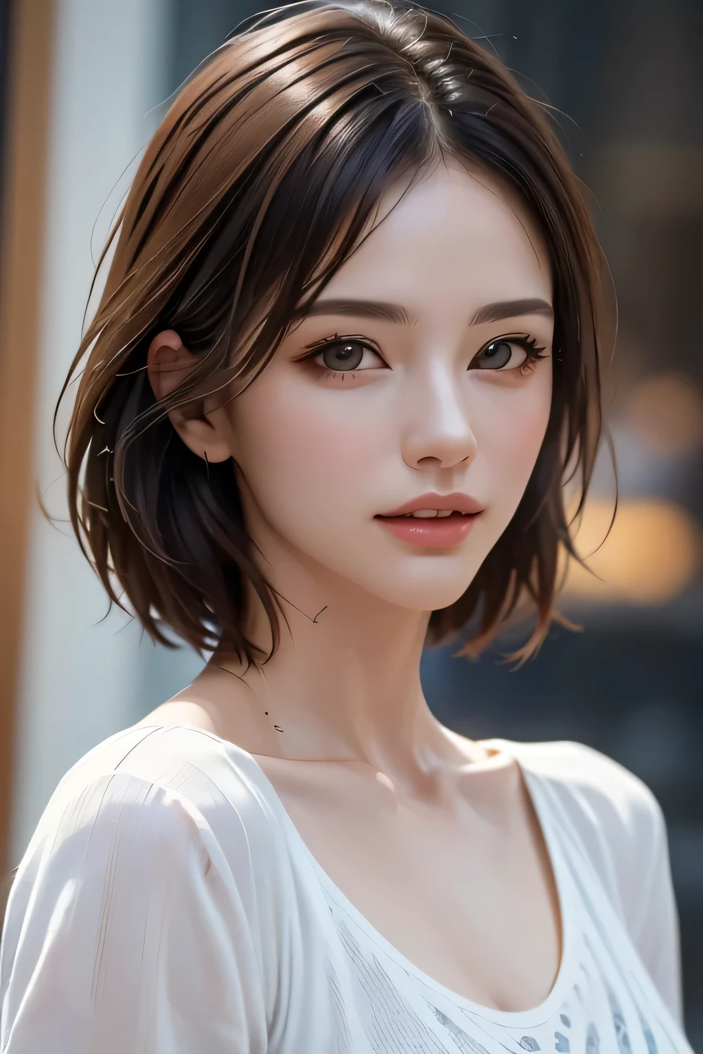 (highest quality、8k、32K、masterpiece)、(Realistic)、(Realistic:1.2)、(High resolution)、Very detailed、Very beautiful face and eyes、1 person、Delicate body、(highest quality、Attention to detail、Rich skin detail)、(highest quality、8k、Oil paints:1.2)、Very detailed、(Realistic、Realistic:1.37)、Bright colors、Cowboy Shot, (Casual Fashion)