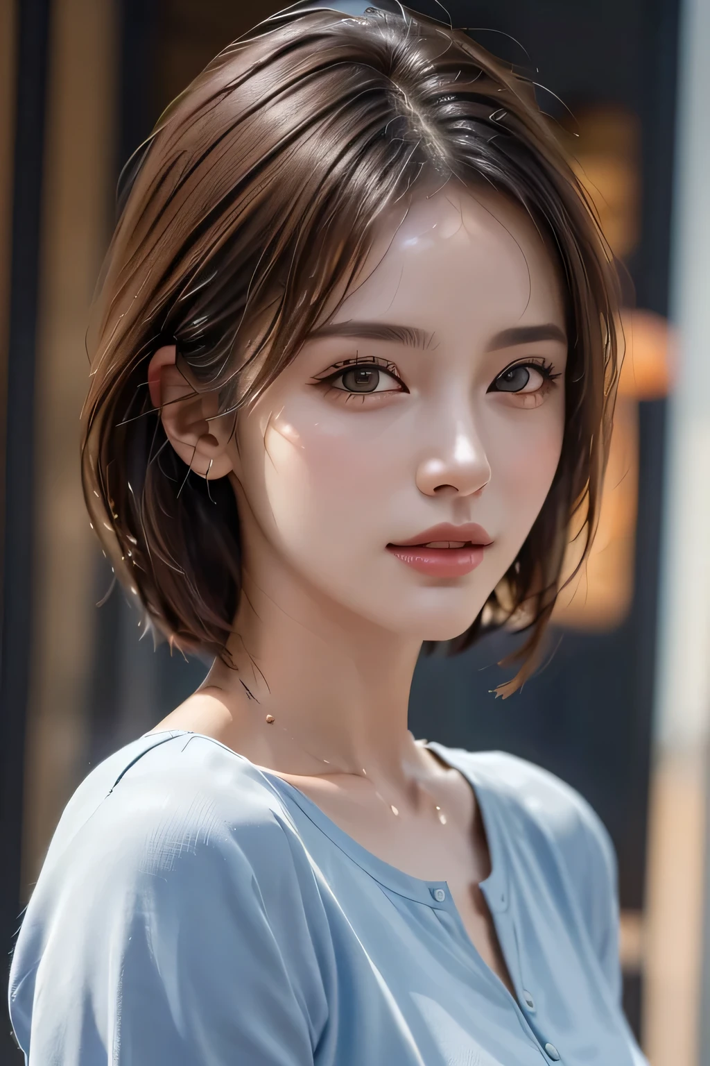 (highest quality、8k、32K、masterpiece)、(Realistic)、(Realistic:1.2)、(High resolution)、Very detailed、Very beautiful face and eyes、1 person、Delicate body、(highest quality、Attention to detail、Rich skin detail)、(highest quality、8k、Oil paints:1.2)、Very detailed、(Realistic、Realistic:1.37)、Bright colors、Cowboy Shot, (Casual Fashion)