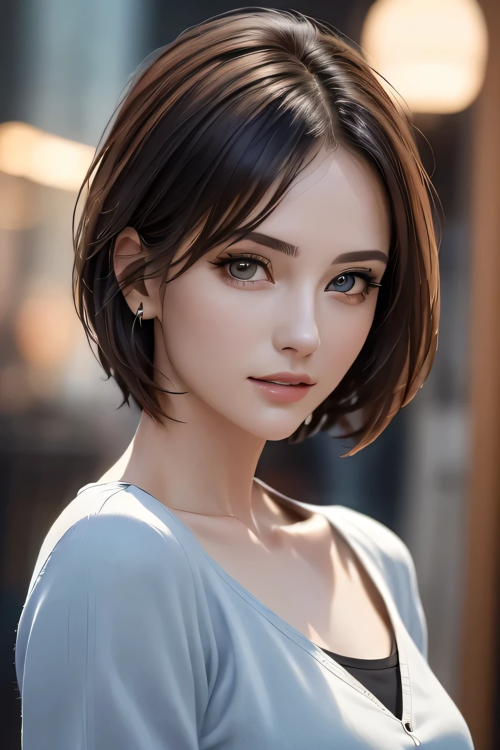 (highest quality、8k、32K、masterpiece)、(Realistic)、(Realistic:1.2)、(High resolution)、Very detailed、Very beautiful face and eyes、1 person、Delicate body、(highest quality、Attention to detail、Rich skin detail)、(highest quality、8k、Oil paints:1.2)、Very detailed、(Realistic、Realistic:1.37)、Bright colors、Cowboy Shot, (Casual Fashion)