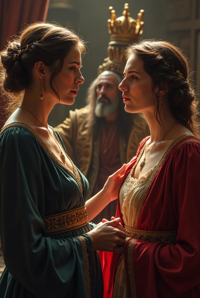 The first woman immediately begged the king to give the baby to the other woman to save its life, while the second woman agreed to the king’s decision.